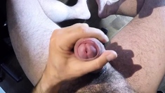 Big Uncut Foreskin Erected Cockring Cumshot