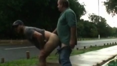 daddy and guy fucking outdoor near road