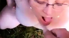 Collared Girl Takes Daytime Outdoor Facial!