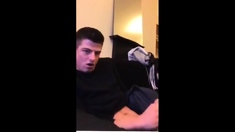 Cute guy jerks his big cock off