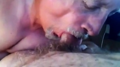 Grandpa really enjoy sucking fat old cock