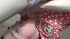 Sexy crossdresser wanks and cums in her mouth
