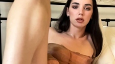 Shemale tranny enjoying solo masturbation