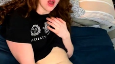 Petite amateur redheaded teen pisses and sucks cock