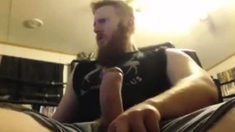 Muscular Redhead Jerks Off His Huge Cock