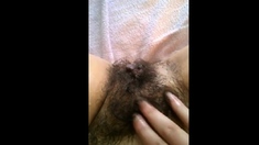 French MILF Flashes and Plays with Her Hairy Pussy