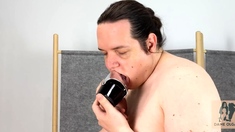 Horny gay hunk solo jerking fun