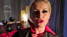 Sexy blonde milf goes solo with a red dildo