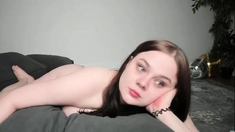 Cute curly brunette solo webcam masturbation