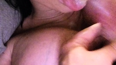 Babe takes a big cock between her boobs