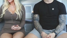 Blonde solo jerking off