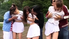 Horny busty japanese teen group sex with big black dick