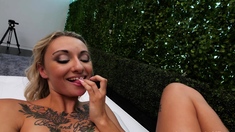 Amateur Blonde Blowjob handjob and cumshot