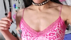 Small titted brunette amateur anal nailed at home