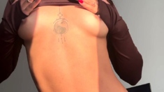Very Hot Busty Brunette Solo Masturbation On Webcam