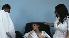 Cute young patient gets an exam from the horny doctor and nurse that she'll never forget