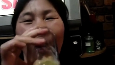 Asian Amateur Drink Piss And Cum