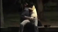 amateur finger his girl in park at night