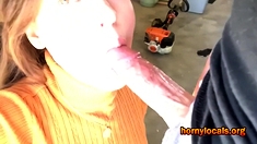 Beautiful teen sucking cock getting a messy facial